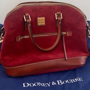 Dooney & Bourke Red Suede and Leather Satchel